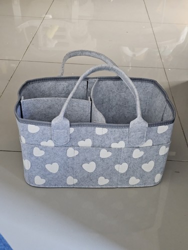 Baby nappy caddy grey hearts - nappy,