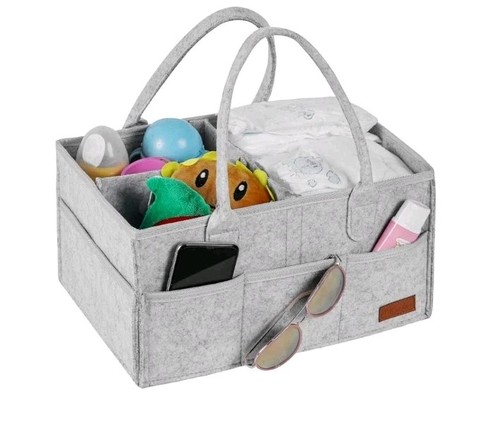 Grey nappy storage caddy baby - storage,