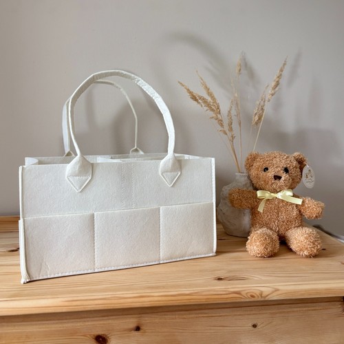 Cream felt nappy caddy - cream,