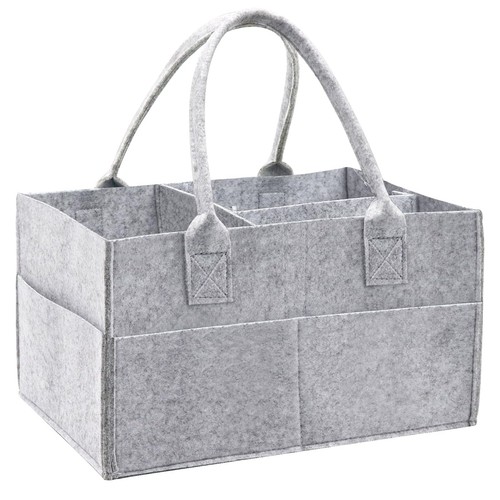 Grey felt baby diaper caddy - grey,
