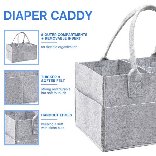 Felt baby diaper caddy nursery - felt,