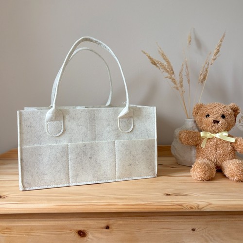 Cream flecked felt nappy caddy - cream,